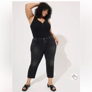 Torrid Crop Boyfriend Jeans Distressed Black Size 20